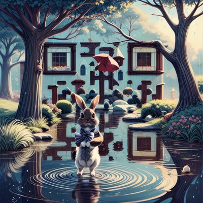 Rabbit With Umbrella Storybook QR Code for Book Covers