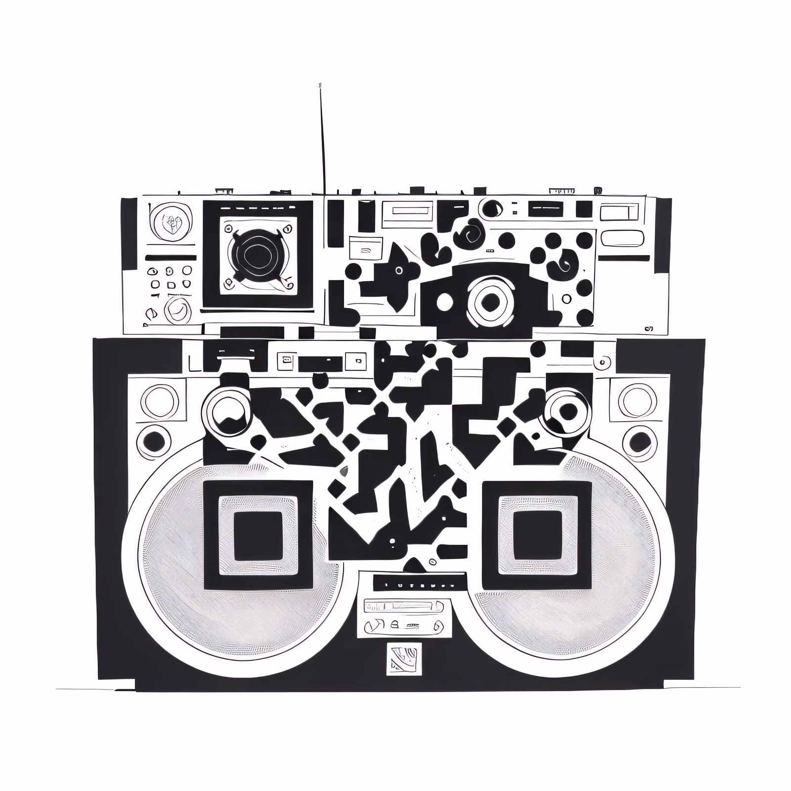 Boombox Ink Tattoo QR Code for Temporary Tattoos — image 1