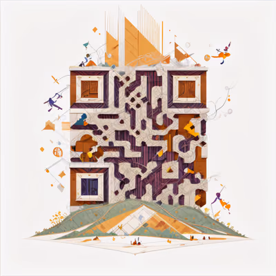 Constructivist Tower Game Art QR Code for Posters — image 1