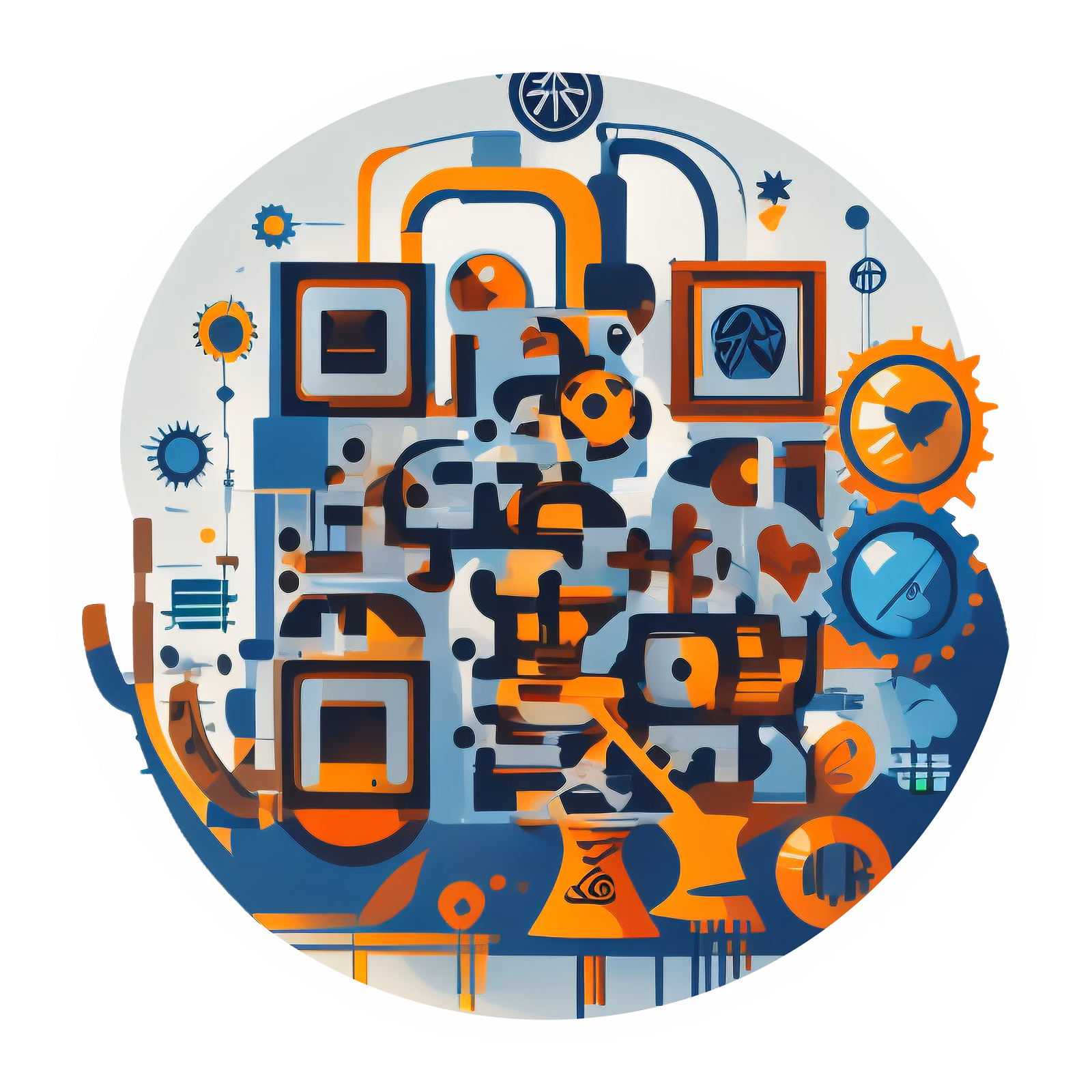 Tech Machinery Vector QR Code for Stickers — image 1