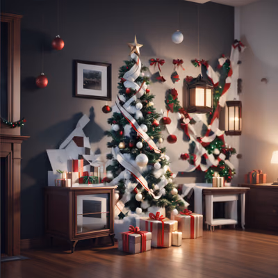 Christmas Tree Living Room 3D QR Code for Greeting Cards — image 1