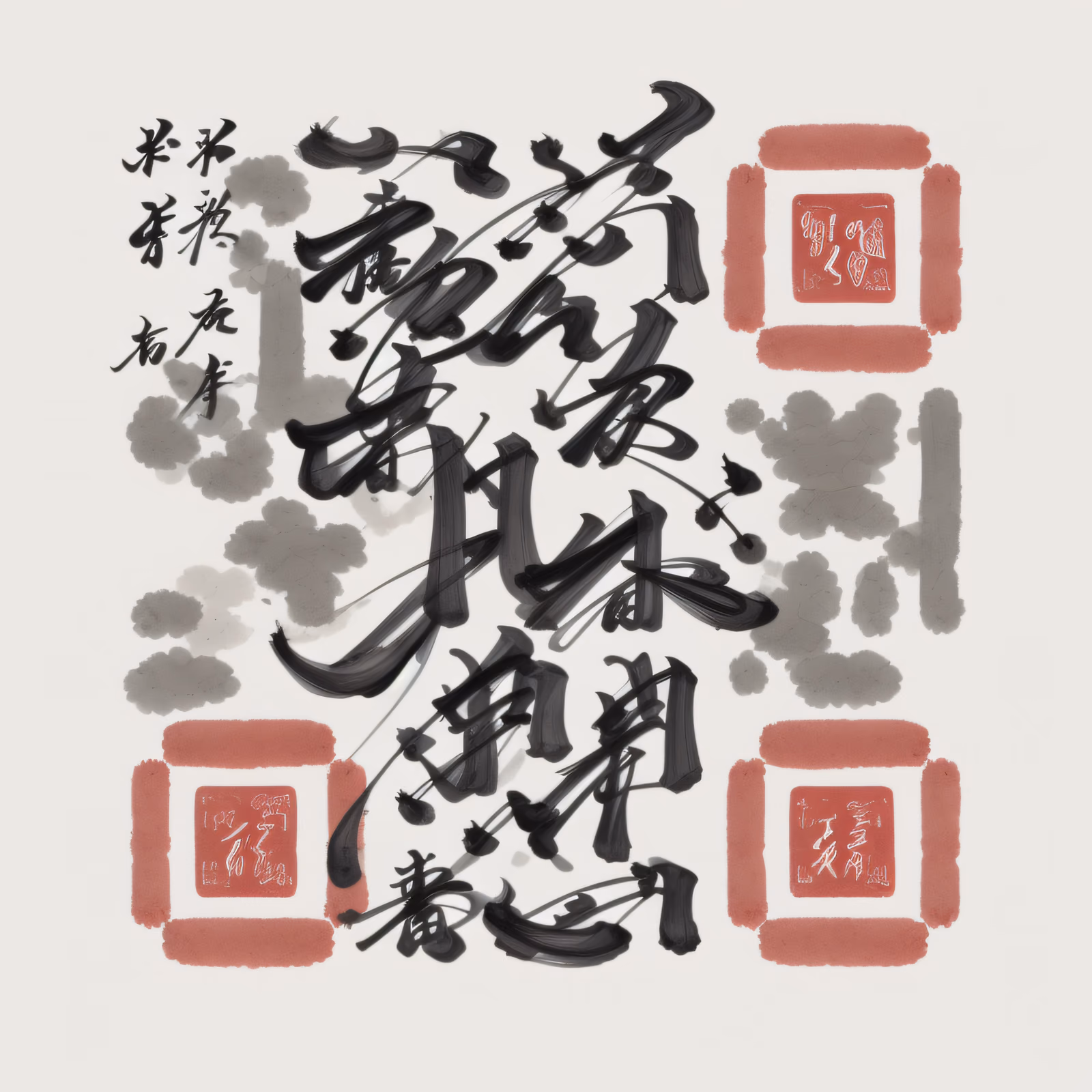 Zen Ink Brush Calligraphy QR Code Art — image 1