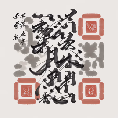Zen Ink Brush Calligraphy QR Code Art — image 1