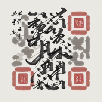Zen Ink Brush Calligraphy QR Code Art
