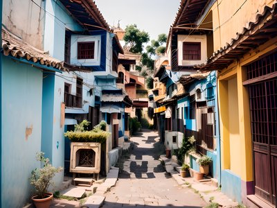 Colorful Alley Street Photography QR Code for Posters
