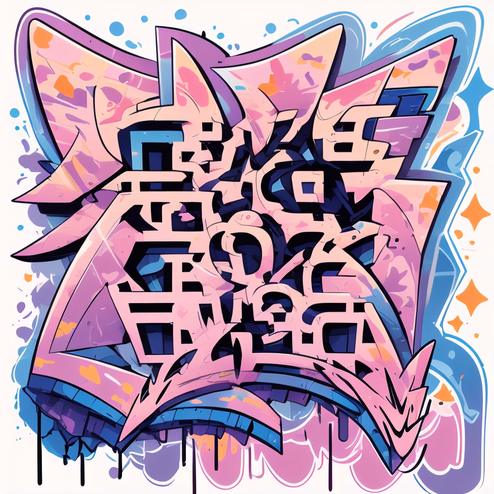 Розовые граффити в стиле вайлдстайл: QR-код для стикеров — изображение 1