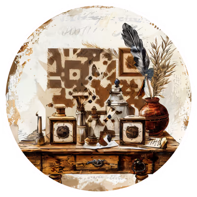 Antique Writing Desk Vintage QR Code for Stickers — image 1