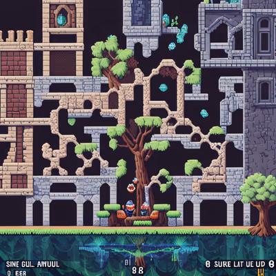 Pixel Castle Ruins Game Scene QR Code for Posters — image 1