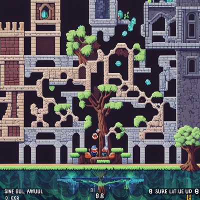 Pixel Castle Ruins Game Scene QR Code for Posters