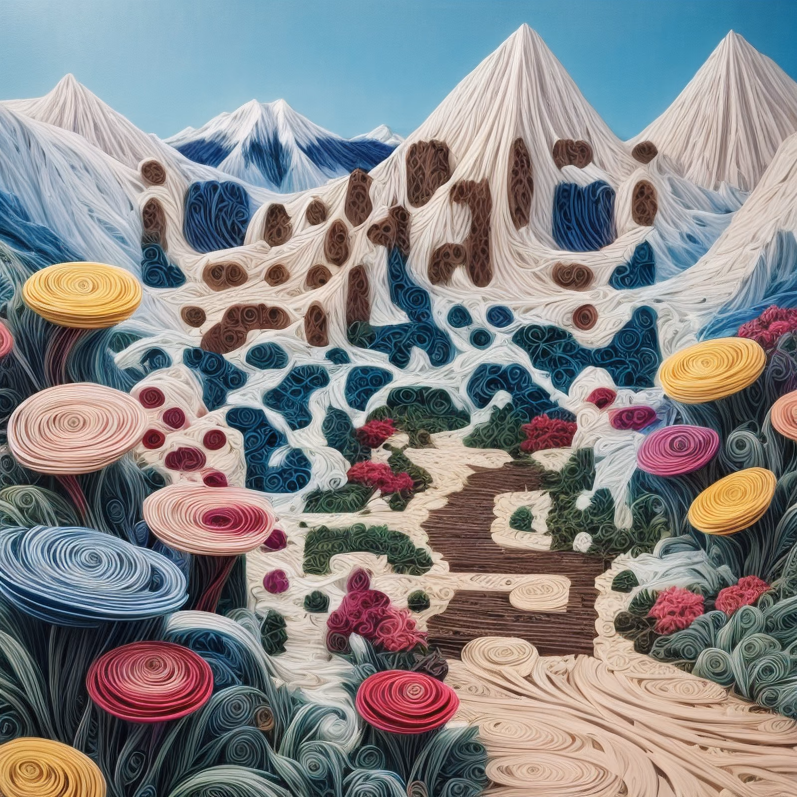 Quilled Mountain Path Landscape QR Code Art — image 1