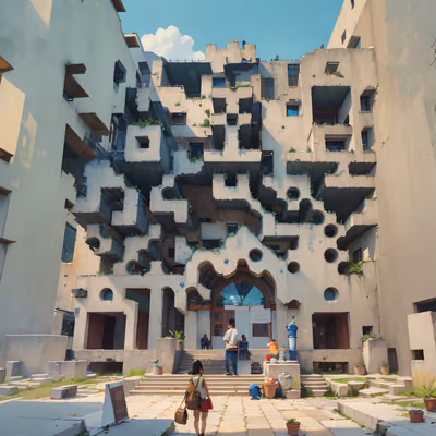 Surreal Concrete City Architecture QR Code Art — image 1