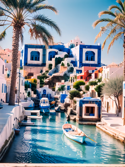 Greek Coastal Harbor Travel Photo QR Code for Posters — image 1