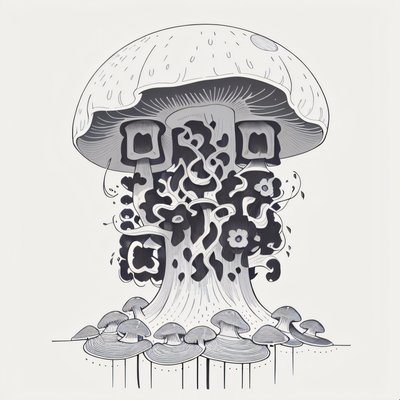 Towering Mushroom Ink Tattoo QR Code for Temporary Tattoos