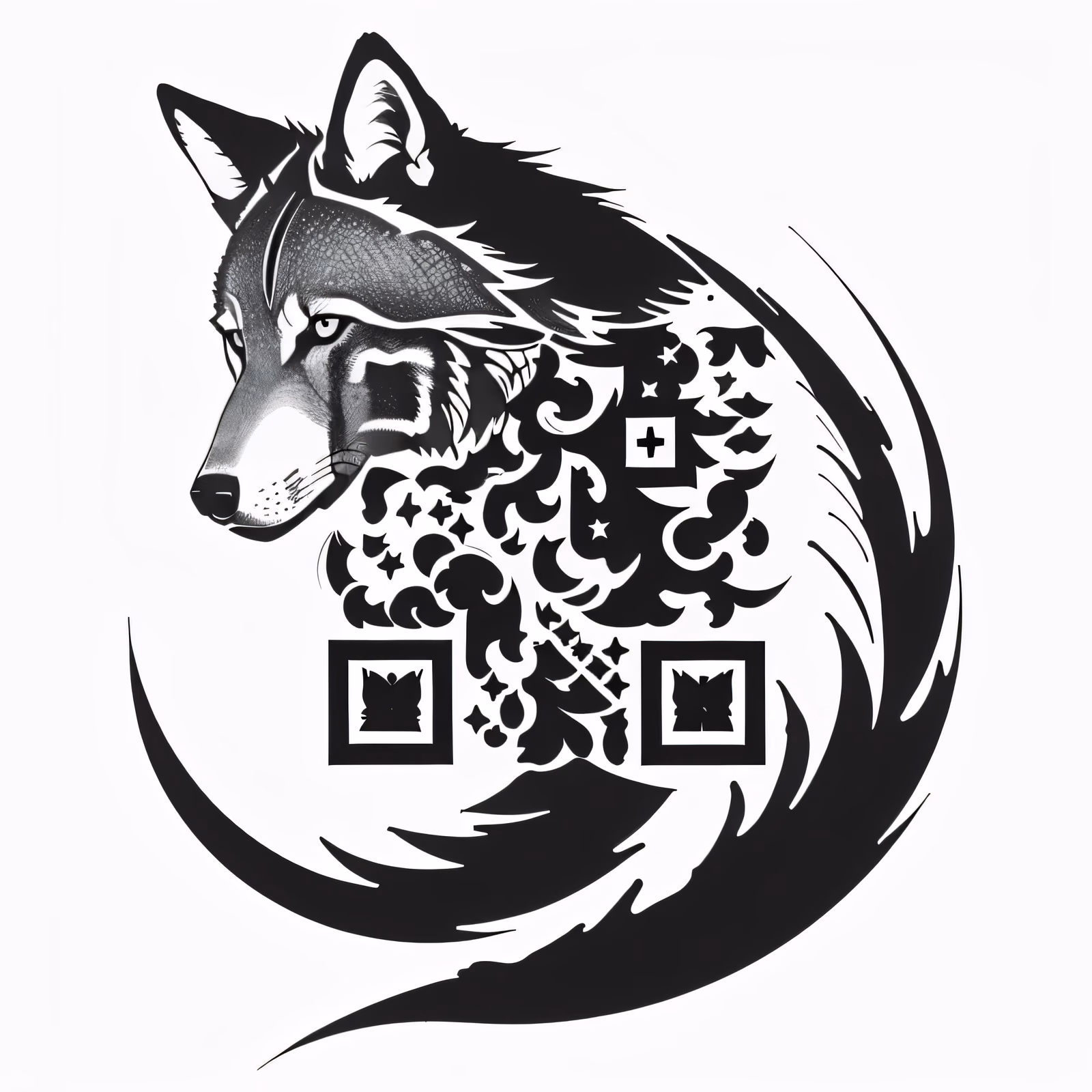 Wolf Crest Ink Tattoo QR Code for Temporary Tattoos — image 1