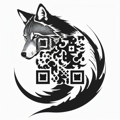 Wolf Crest Ink Tattoo QR Code for Temporary Tattoos