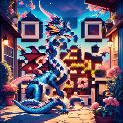 Blue Dragon Cottage Fantasy QR Code for Posters — image 1