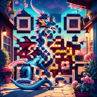 Blue Dragon Cottage Fantasy QR Code for Posters