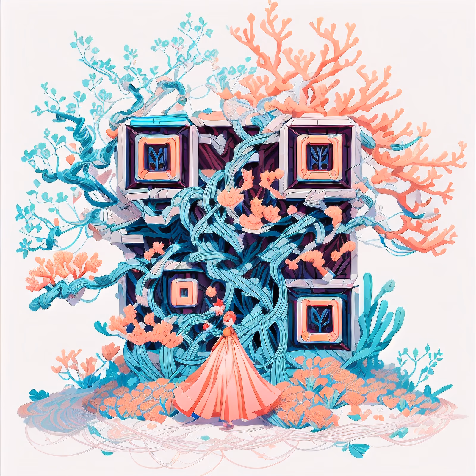 Coral Vine Overgrown Game Art QR Code for Posters — image 1