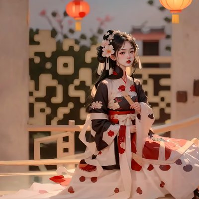 Hanfu Woman Lantern 3D QR Code Art