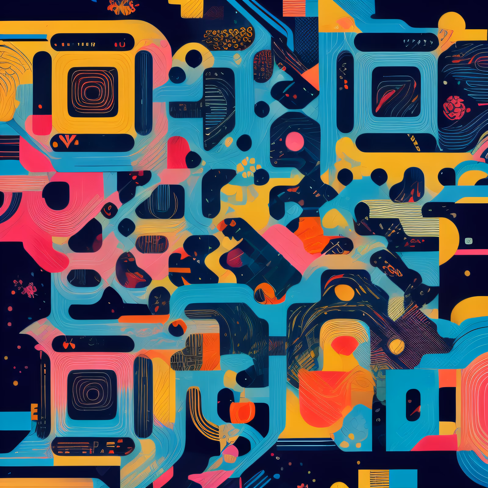 Colorful Abstract Geometric Pattern QR Code for Posters — image 1
