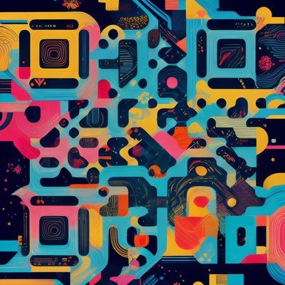 Colorful Abstract Geometric Pattern QR Code for Posters
