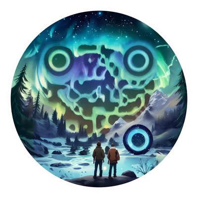 Aurora Hikers Digital Painting QR Code for Stickers — image 1