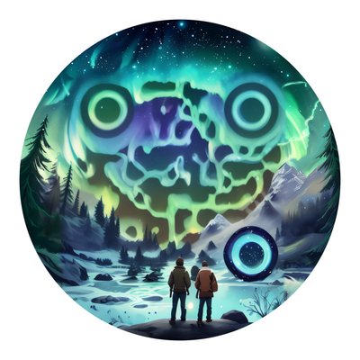 Aurora Hikers Digital Painting QR Code for Stickers