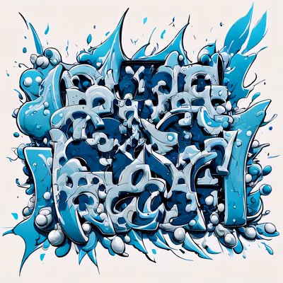 Blue Graffiti Lettering Street Art QR Code for Apparel — image 1