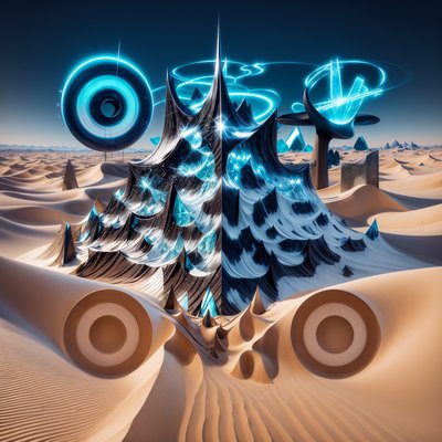 Surreal Crystal Tower Desert QR Code Art