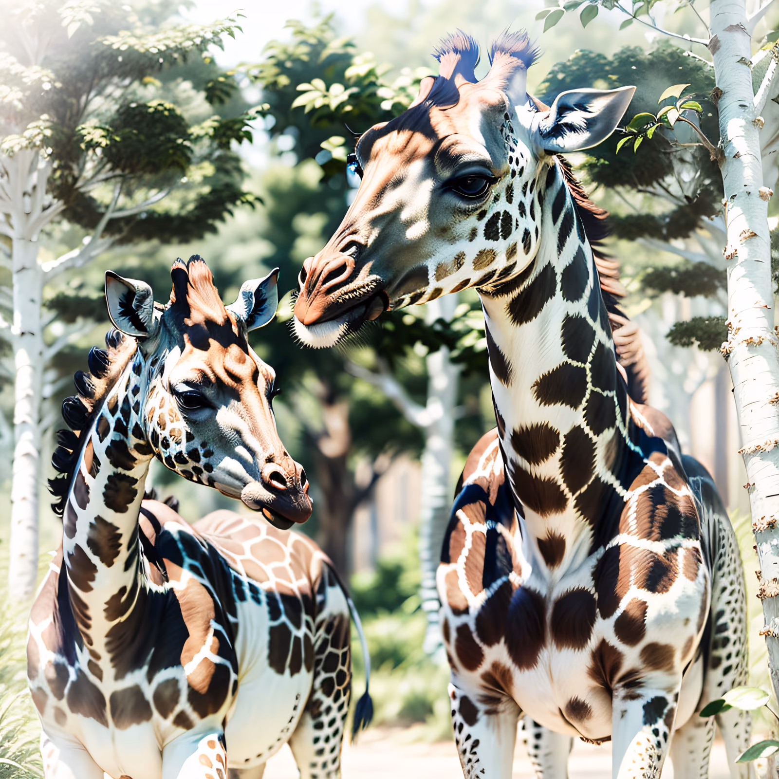 Giraffe Pair Birch Forest Photorealistic QR Code Art — image 1