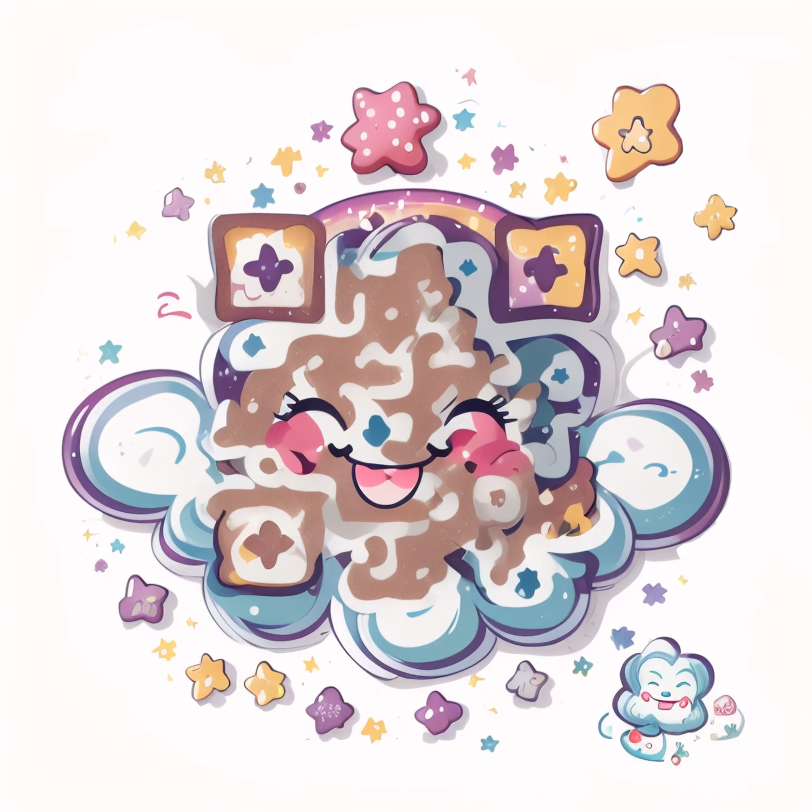 Kawaii Smiling Cloud Vector QR Code for Stickers — image 1