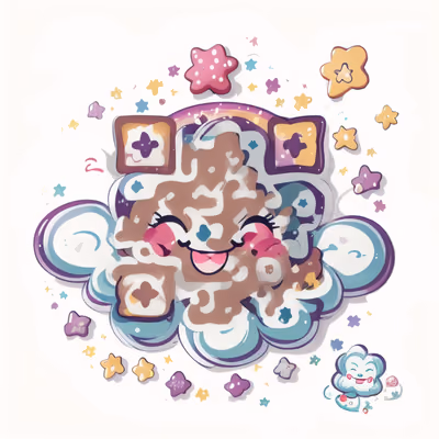 Kawaii Smiling Cloud Vector QR Code for Stickers — image 1