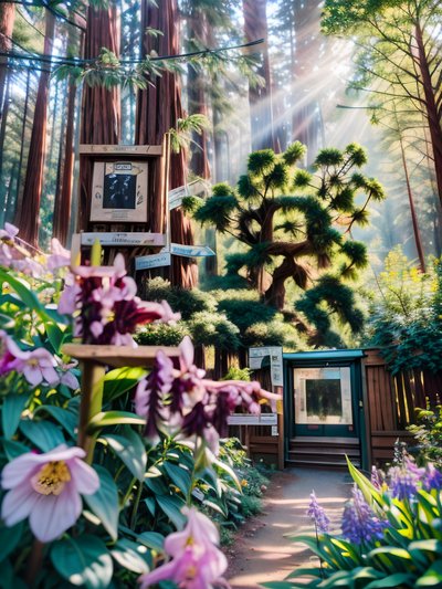 Redwood Forest Trail Photorealistic QR Code Art