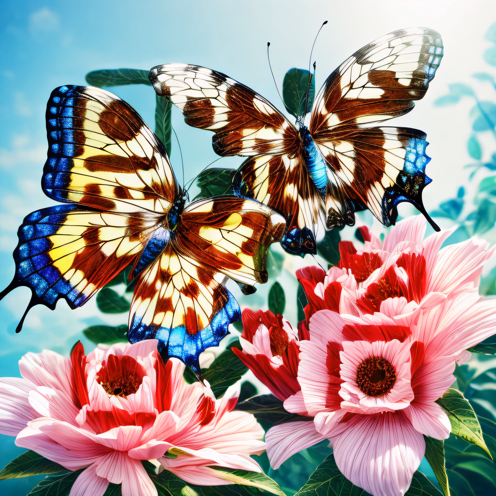 Butterflies and Pink Flowers Photorealistic QR Code Art — image 1