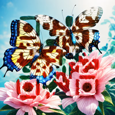 Butterflies and Pink Flowers Photorealistic QR Code Art — image 1