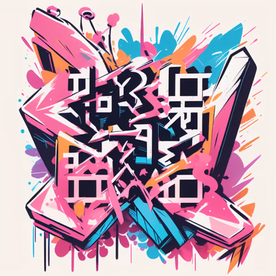 Pink Graffiti Lettering Splatter QR Code for Apparel — image 1