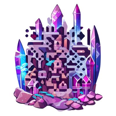水晶城堡矢量贴纸二维码设计，适用于贴纸