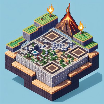 Isometric Volcano Game Level QR Code Art