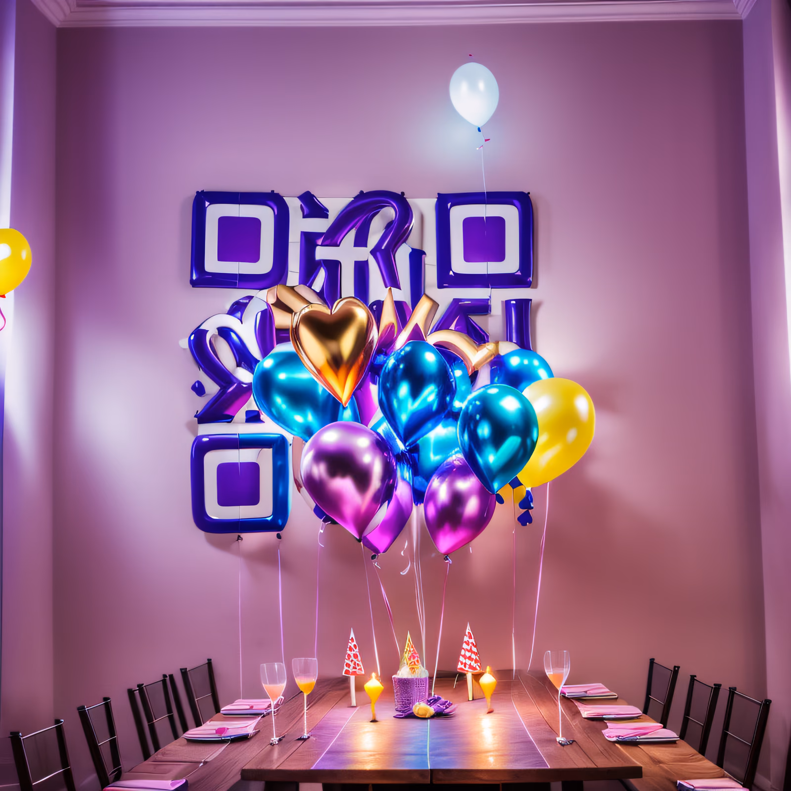 Комната для вечеринки с металлическими шарами: QR-код для приглашений — изображение 1