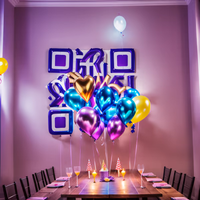 Комната для вечеринки с металлическими шарами: QR-код для приглашений — изображение 1