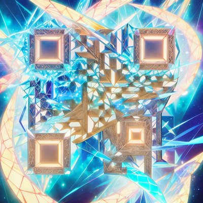 Shattered Crystal Glow Abstract QR Code for Posters