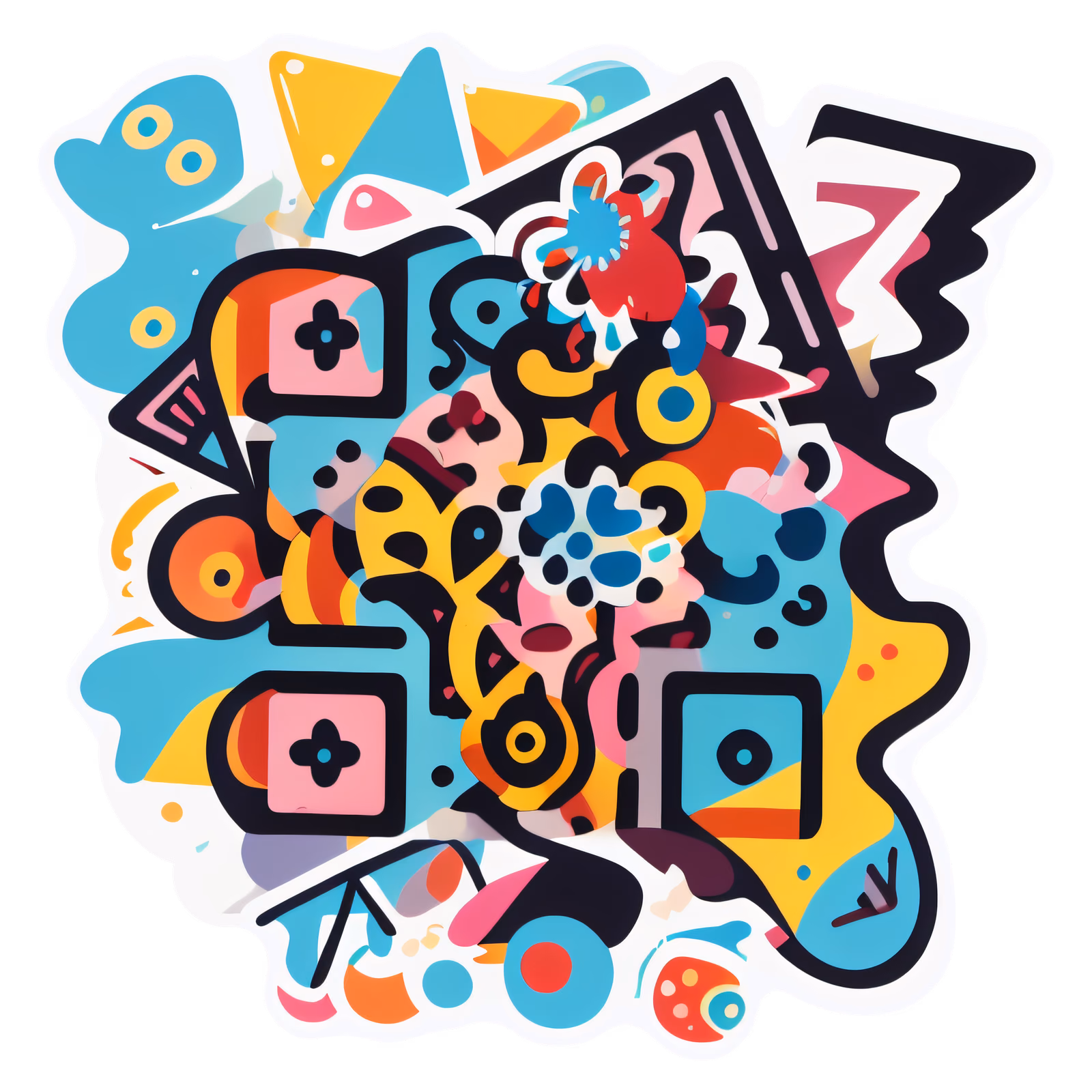 Colorful Geometric Doodle Vector QR Code for Stickers — image 1