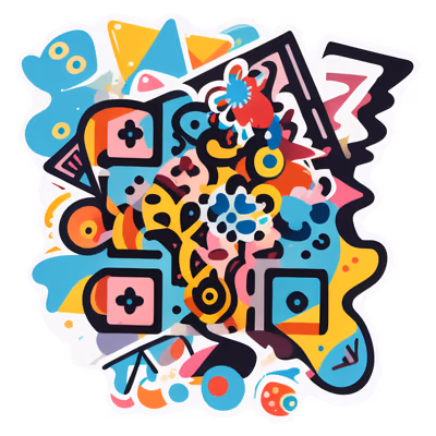 Colorful Geometric Doodle Vector QR Code for Stickers — image 1
