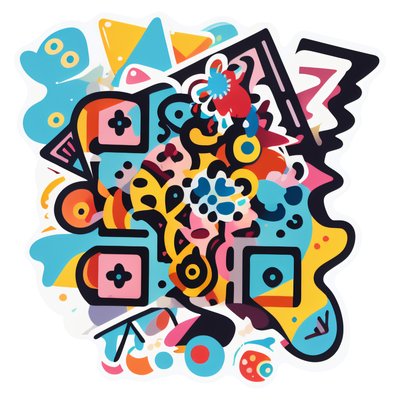 Colorful Geometric Doodle Vector QR Code for Stickers