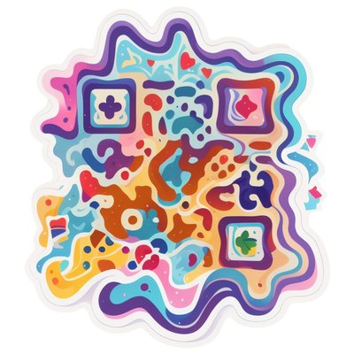Colorful Abstract Blob Vector Heart QR Code for Stickers