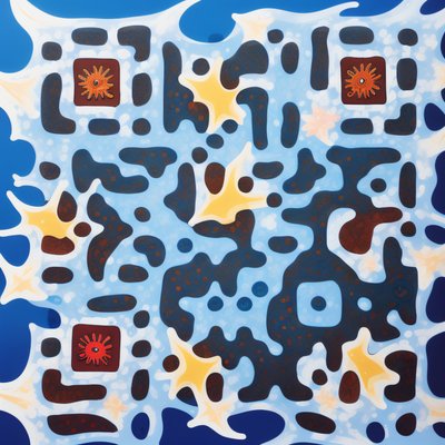 Starfish and Anemone Silkscreen QR Code Art