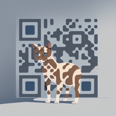 Blue Eyed Cat Flat Vector QR Code for Posters