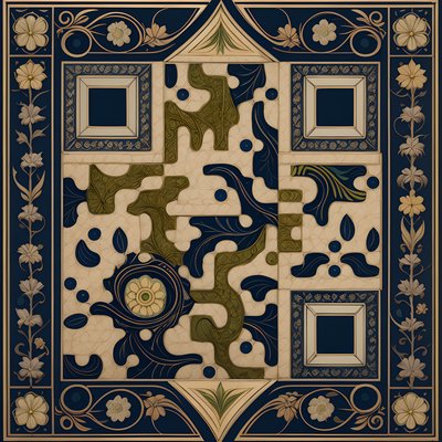 Italian Majolica Tile Floral QR Code Art