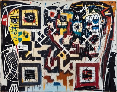 Skull Faces Expressionist QR Code Art