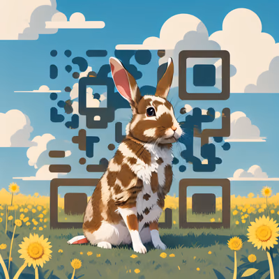Rabbit in Dandelion Field Vector QR Code for Posters — image 1